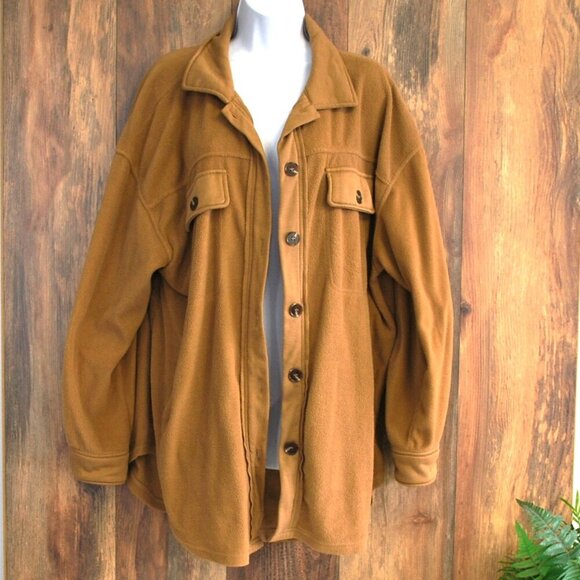 La Miel Sunset Fleece Shacket Wheat Brown L - Picture 1 of 6